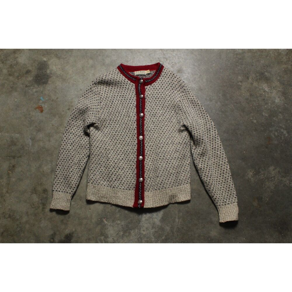 Vintage 80s 90s USA-Made LL Bean Wool Fair Isle Cardigan Sweater - Fits Like M/L